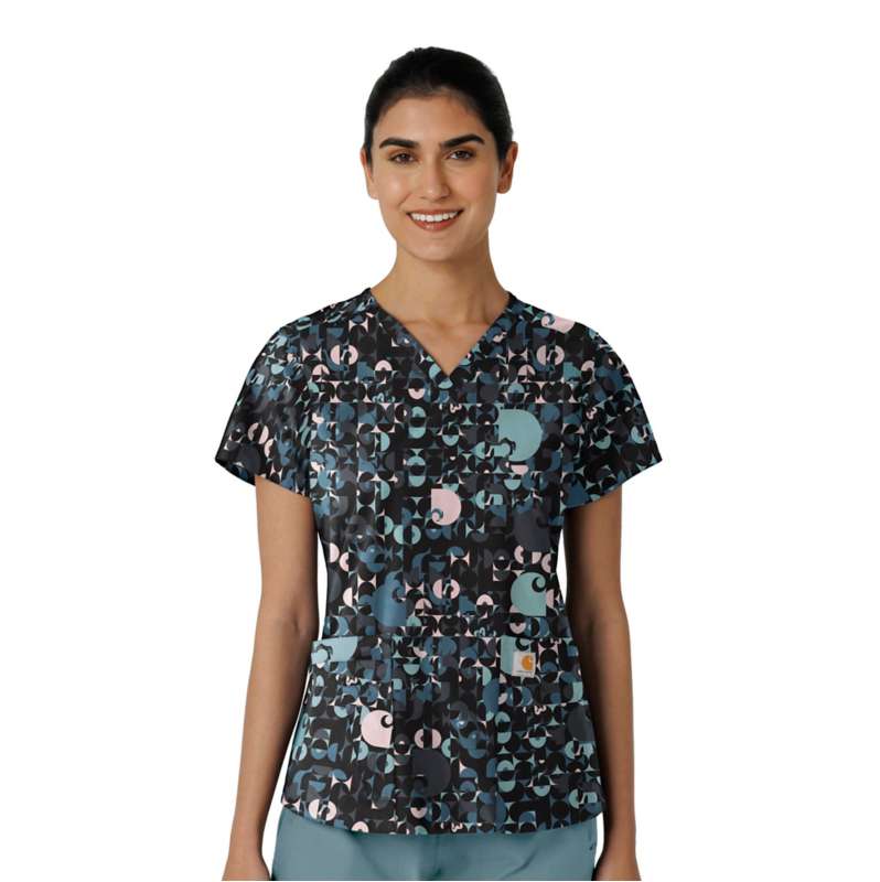 Carhartt  Black Women's Cross-Flex V-Neck Print Top