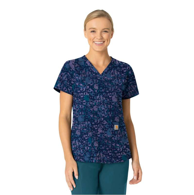 Carhartt  Navy Women's Cross-Flex V-Neck Print Top