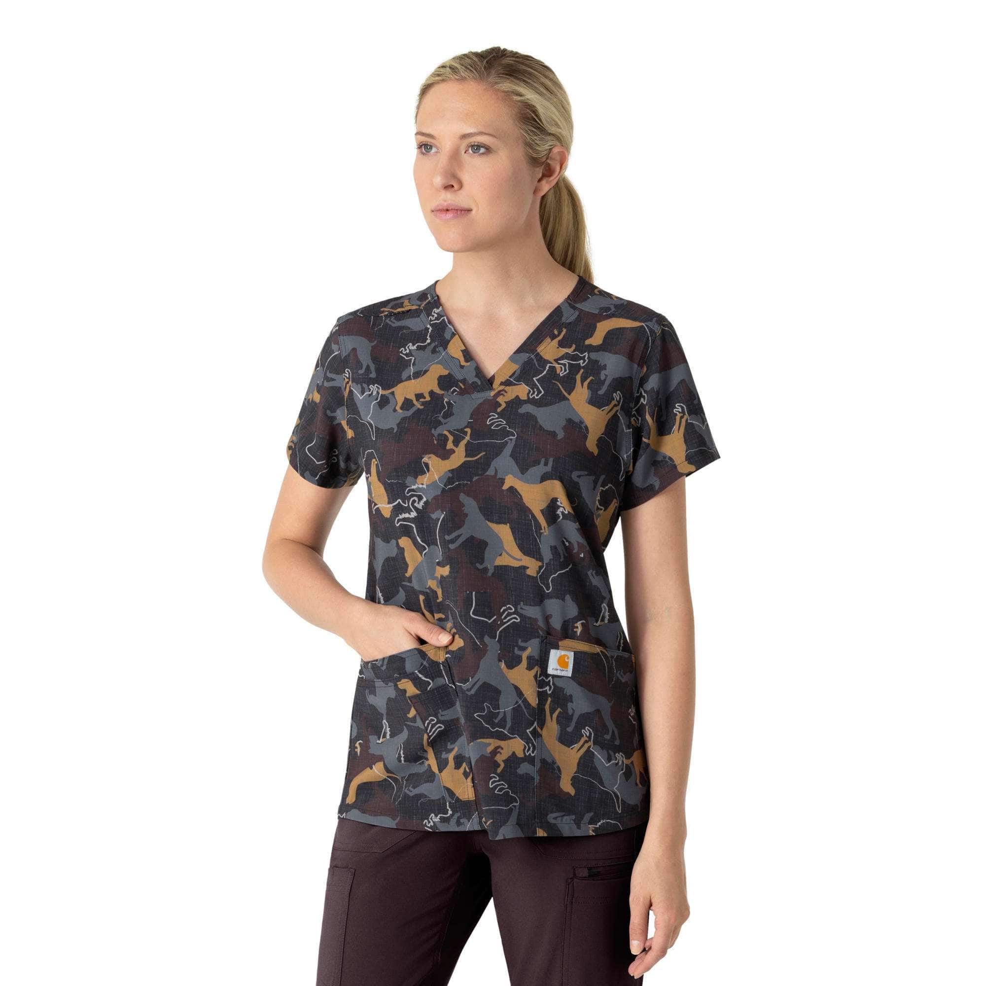 Carhartt Women's Cross-Flex V-Neck Print Scrub Top