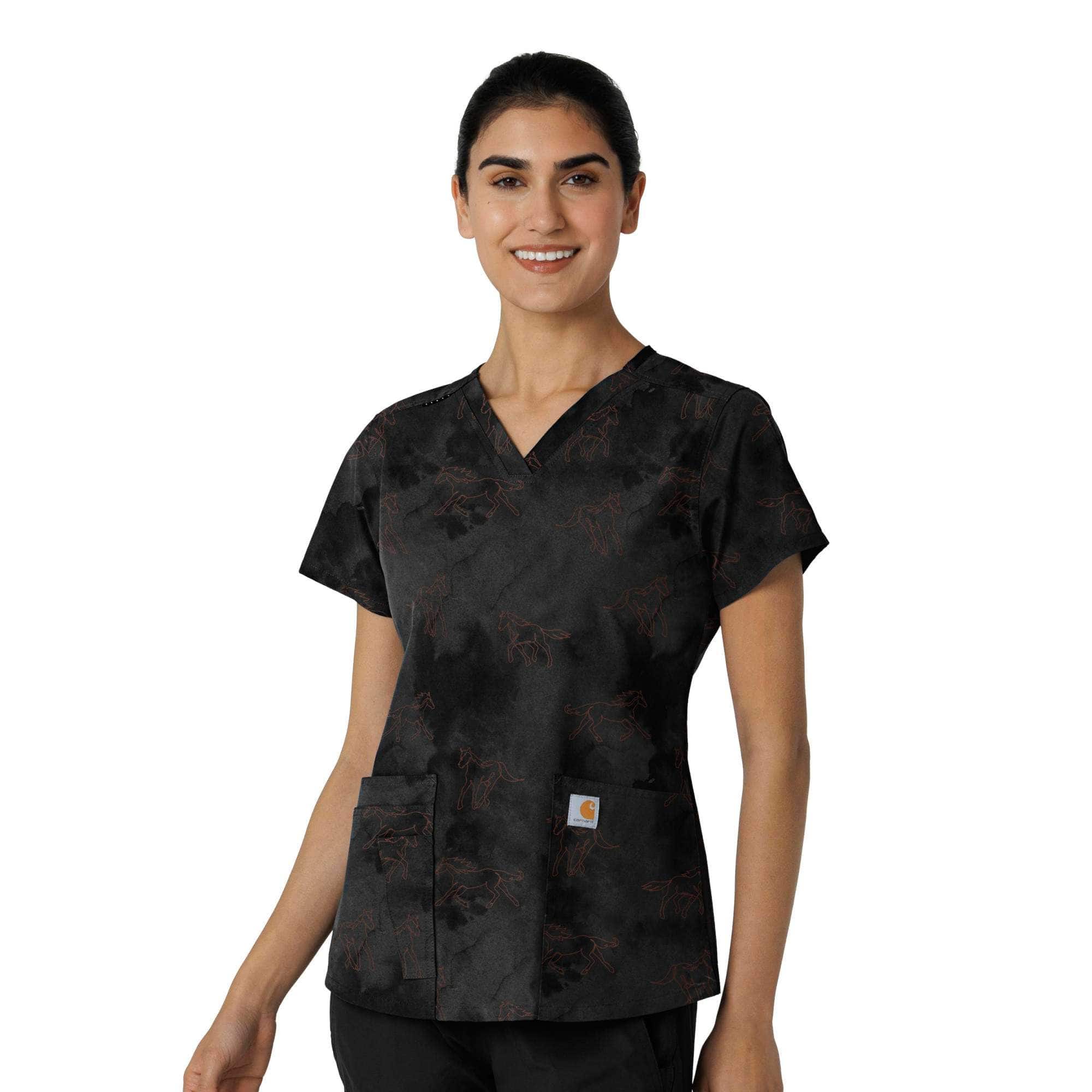 Additional thumbnail 1 of Women's Cross-Flex V-Neck Print Scrub Top