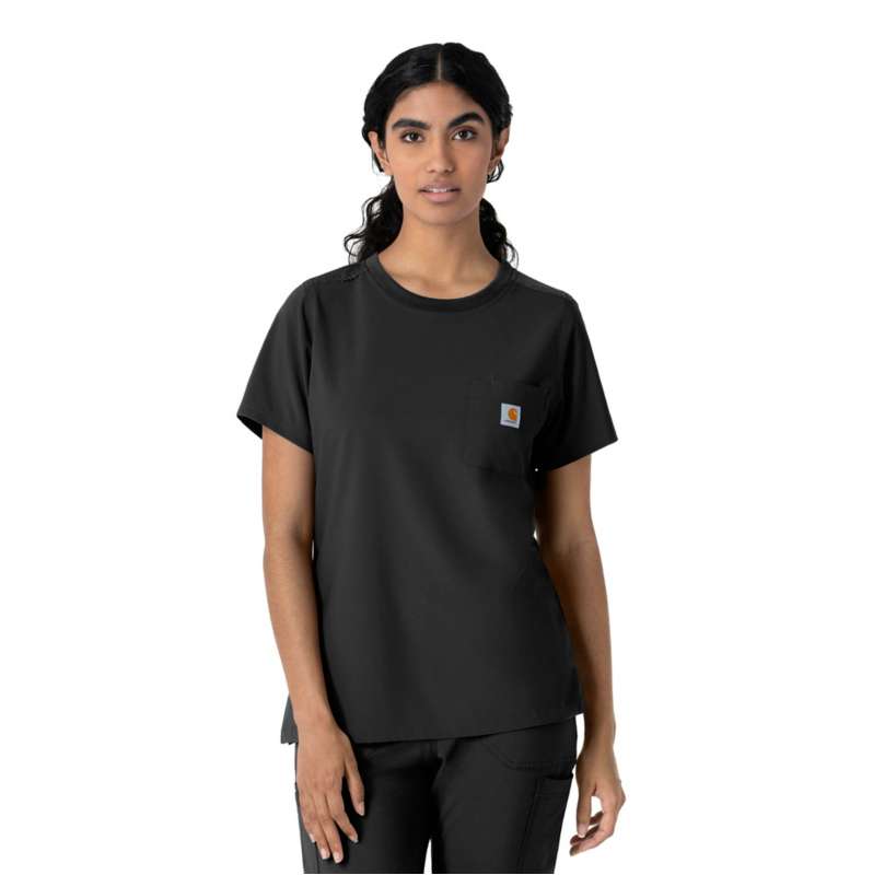 Carhartt  Black Women's Force Cross-Flex Crew Neck Scrub Top