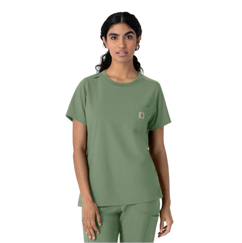 Carhartt  Green Slate Women's Force Cross-Flex Crew Neck Scrub Top