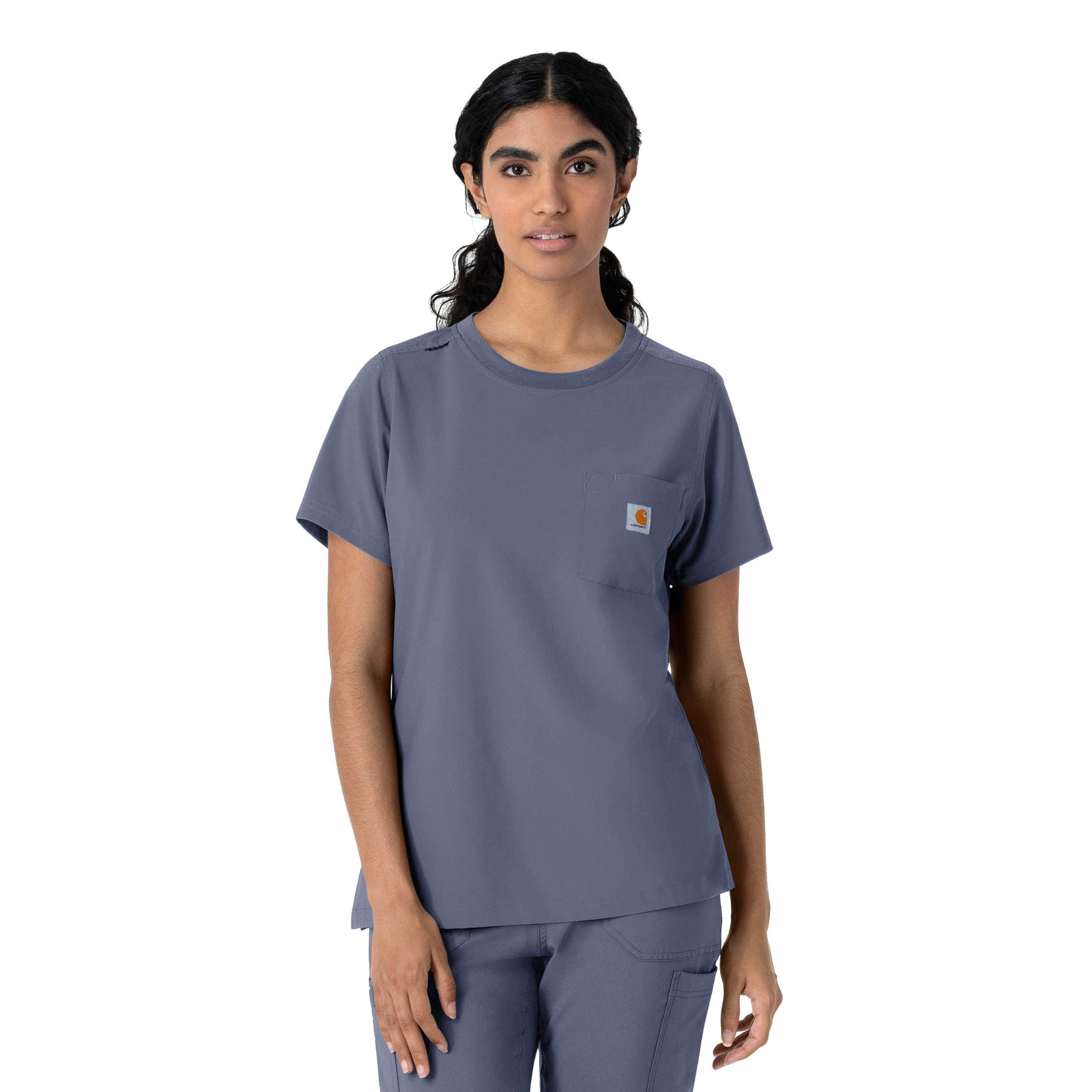 Carhartt Women's Cross-Flex Crew Neck Scrub Top | Storm Blue | Xs