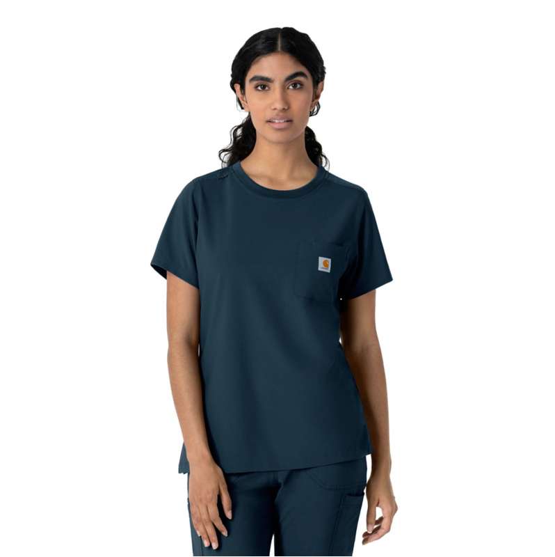 Carhartt  Navy Women's Force Cross-Flex Crew Neck Scrub Top