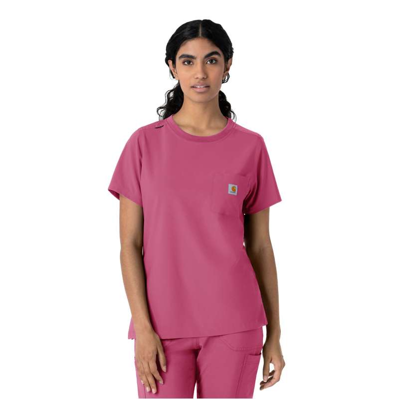 Carhartt  Electric Fuchsia Women's Force Cross-Flex Crew Neck Scrub Top