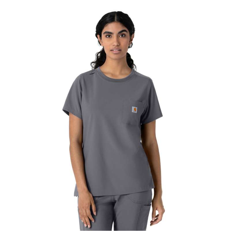 Carhartt  Pewter Women's Force Cross-Flex Crew Neck Scrub Top