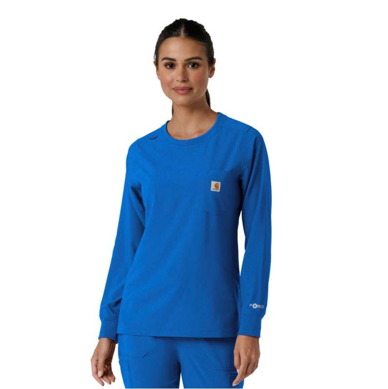 Carhartt  Royal Women's Force Cross-Flex  Crew Neck Long Sleeve Scrub Top