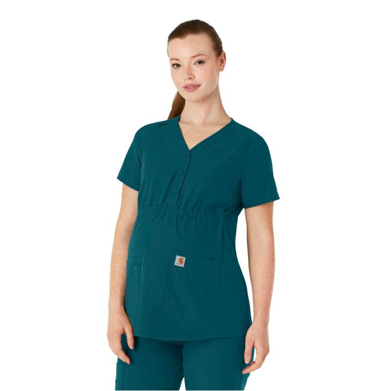 Carhartt  Caribbean Women's Force Essentials Henley Maternity Scrub Top