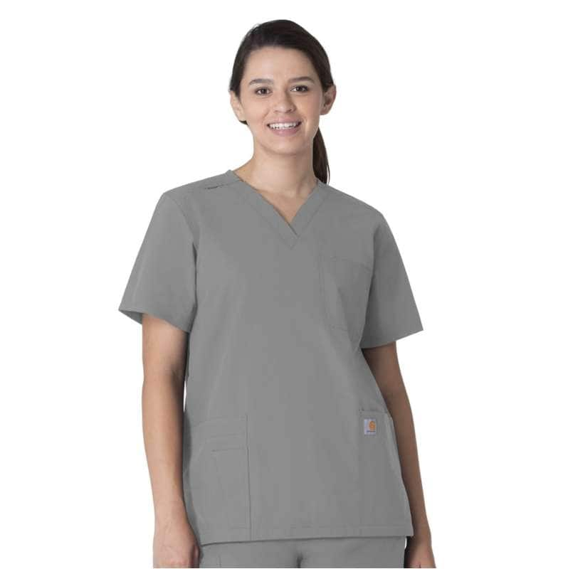 Carhartt  Light Grey Unisex Force Essentials V-Neck 6-Pocket Scrub Top