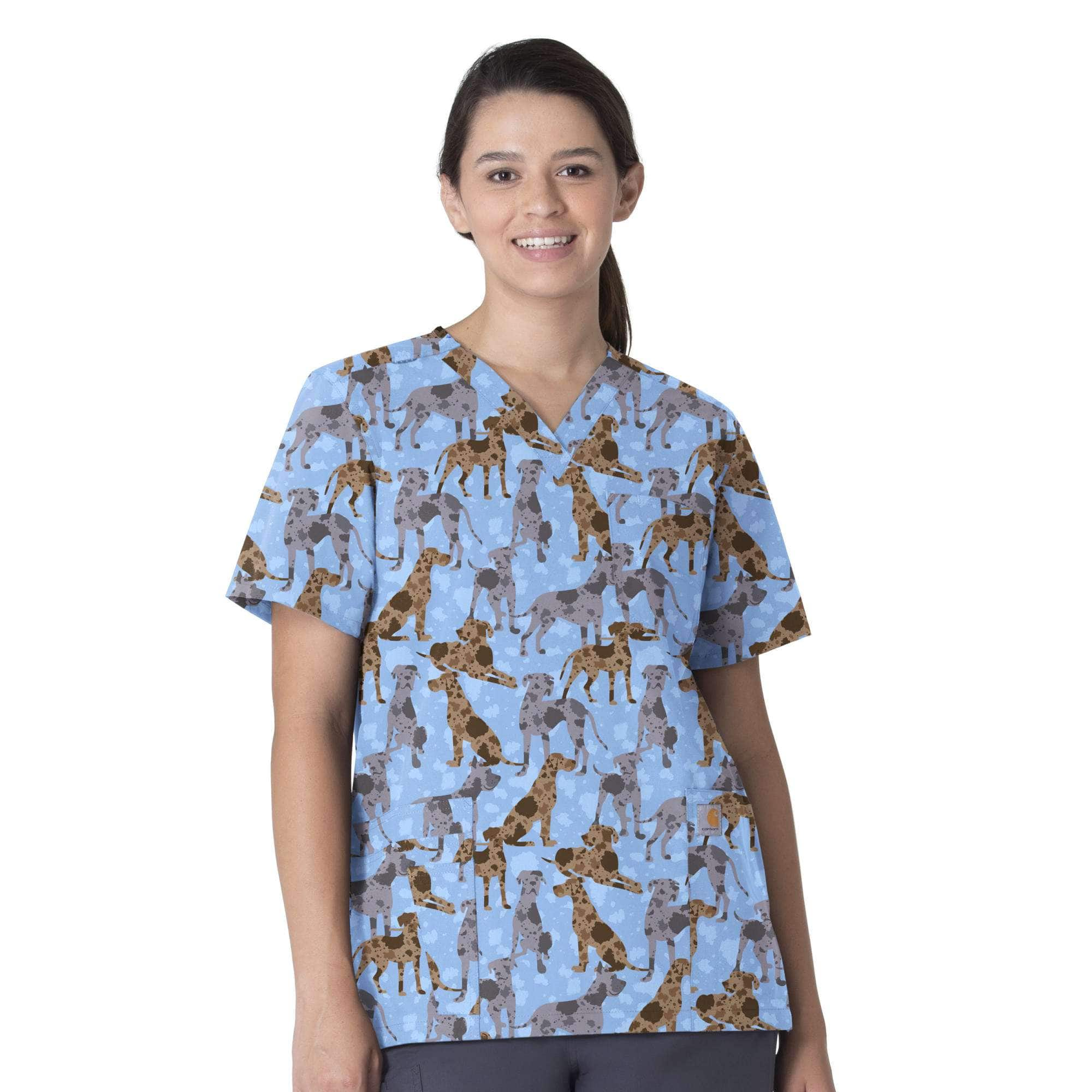 Unisex Force V-Neck 6-Pocket Print Scrub Top