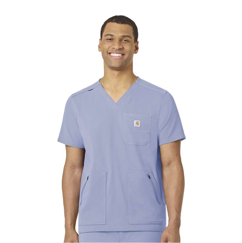 Carhartt  Ceil Blue Rugged Flex® Peak 5-Pocket V-Neck Scrub Top