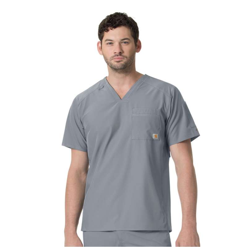 Carhartt  Pewter Force Liberty Twill Chest Pocket Scrub Top