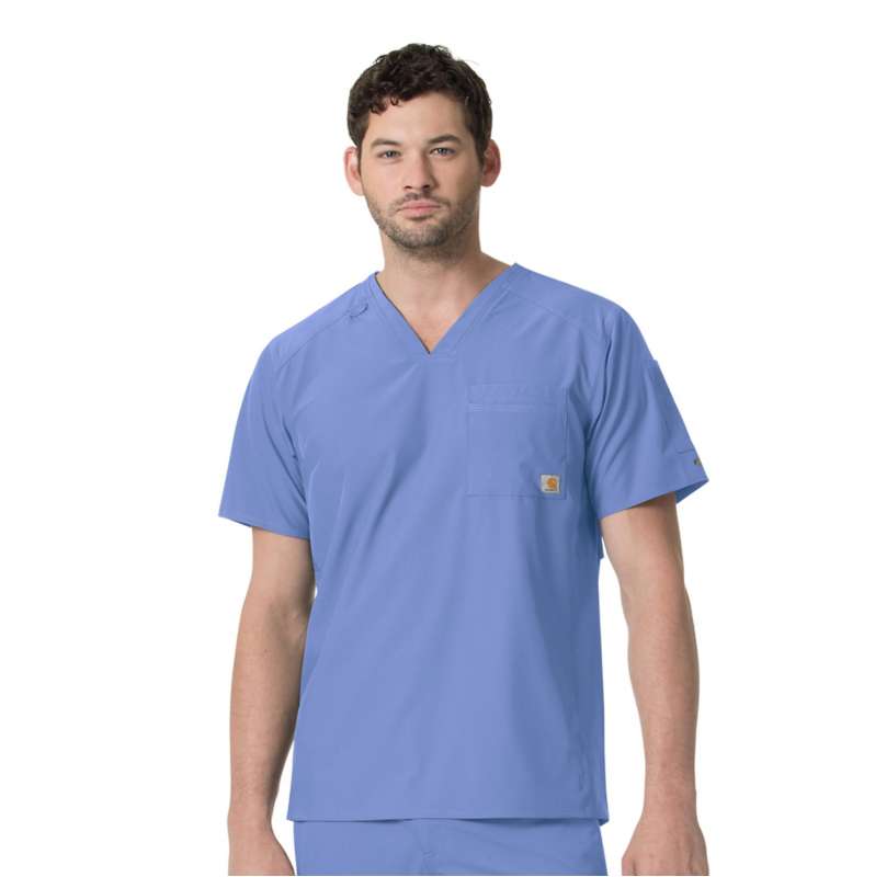 Carhartt  Ceil Blue Force Liberty Twill Chest Pocket Scrub Top