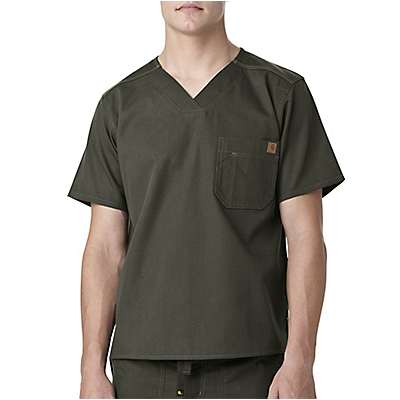Carhartt Men's Olive Solid Ripstop Scrub Utility Top