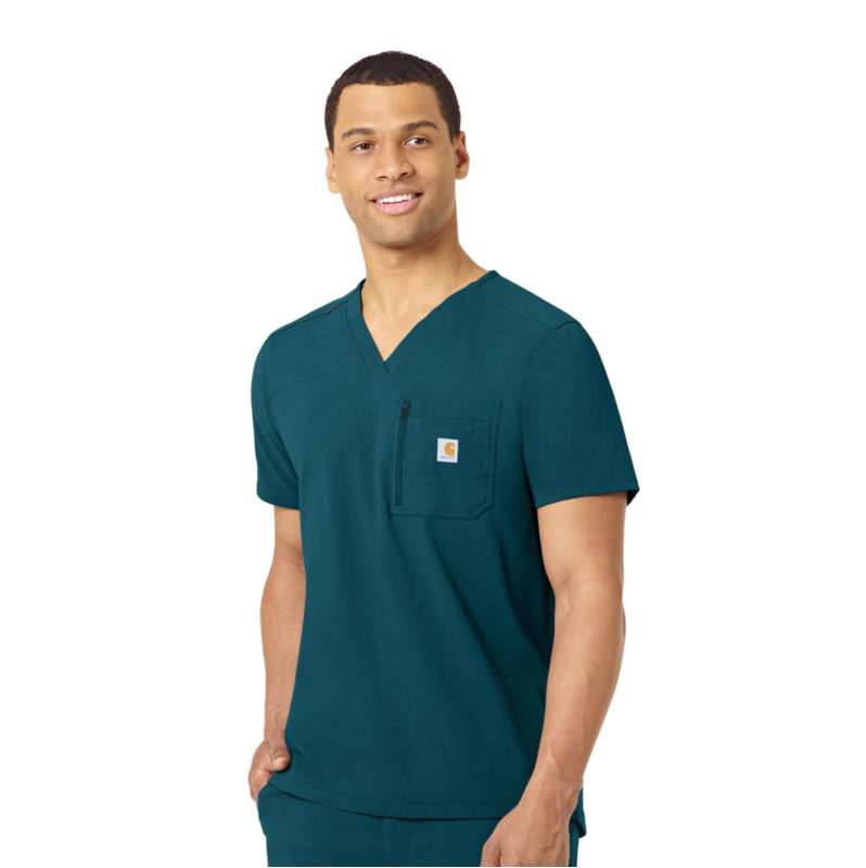 Carhartt  Teal Blue Rugged Flex® Peak Tuck-In Scrub Top