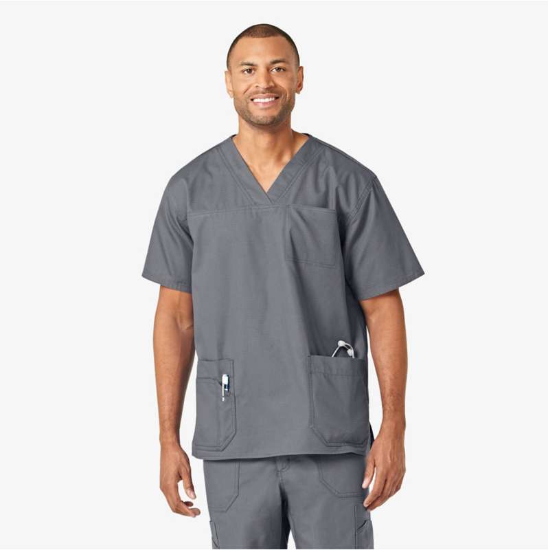 Carhartt  Pewter Ripstop 4-Pocket V-Neck Scrub Top