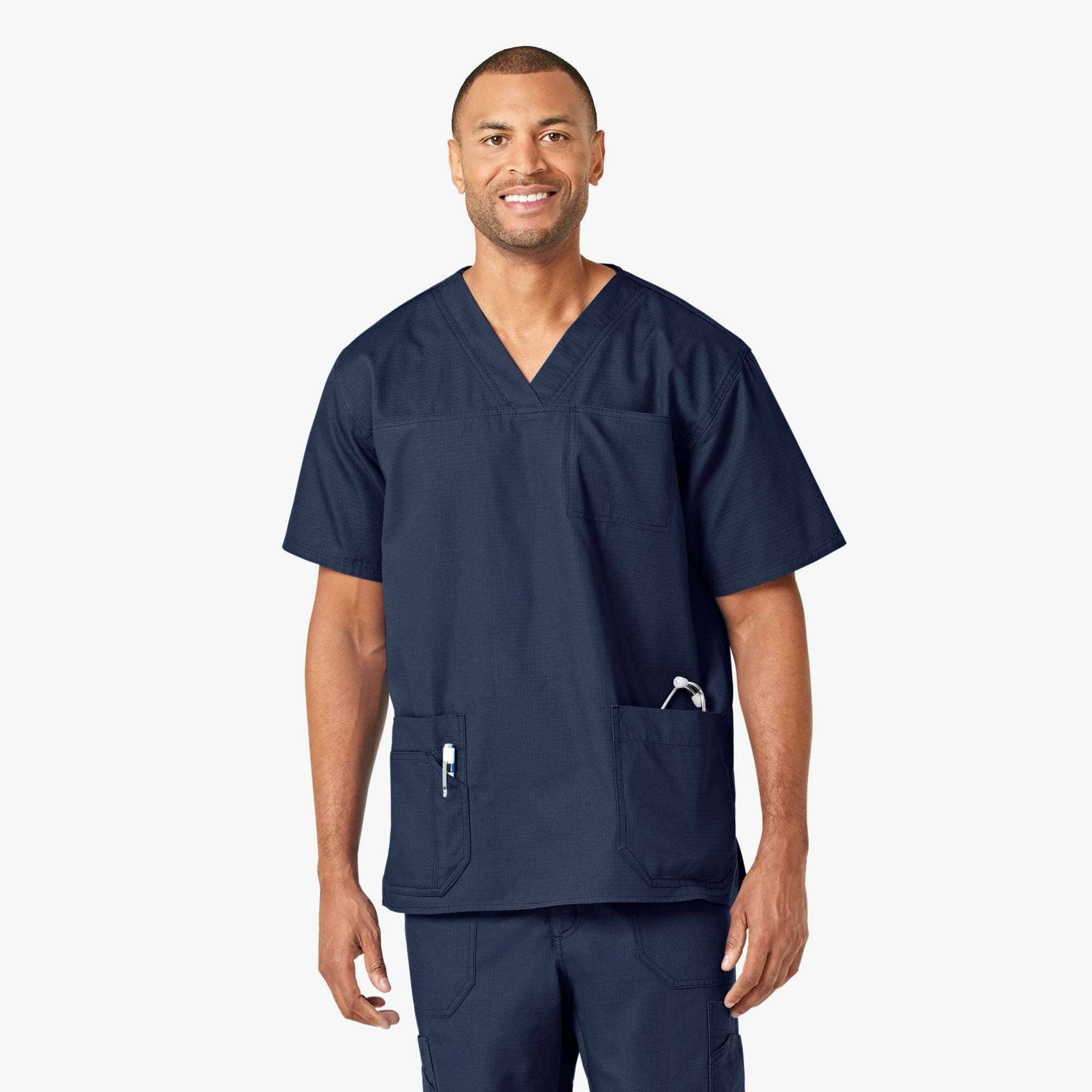 Disposable Scrubs Top/Bottom Medium, Dark Blue PP Shirts and Pants