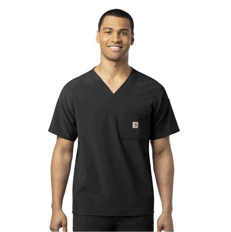 Carhartt  Black Force Cross-Flex Chest Pocket V-Neck Scrub Top