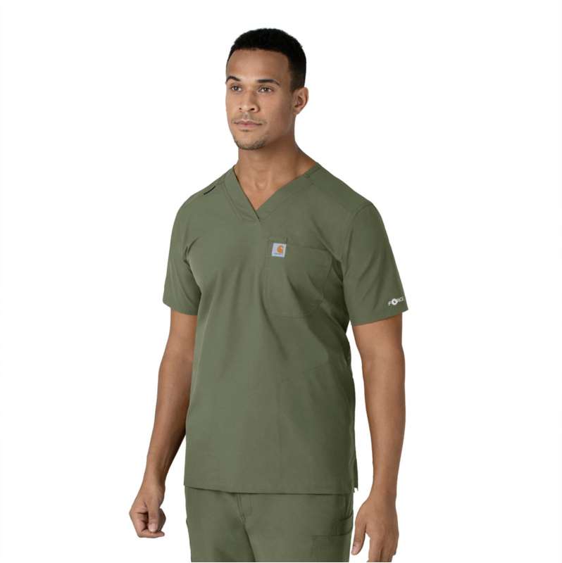 Carhartt  Olive Force Essentials V-Neck Shirttail Scrub Top