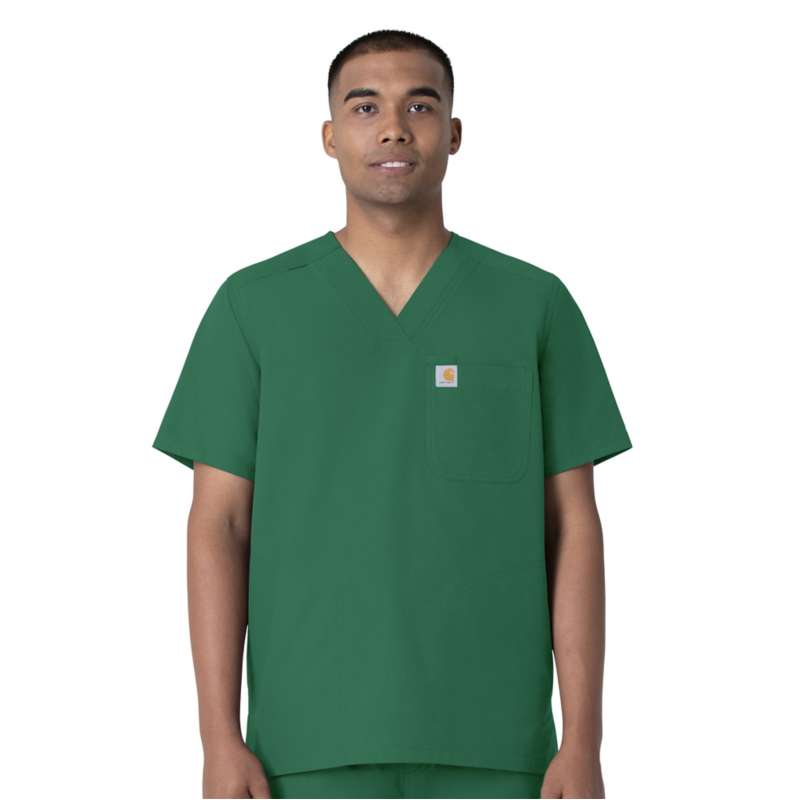 Carhartt  Hunter Green Force Essentials V-Neck Shirttail Scrub Top