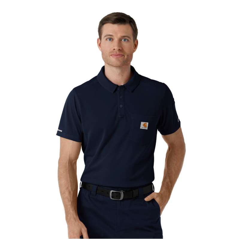 Carhartt  Dark Navy Rugged Flex® RSCU Lightweight Short Sleeve Polo Scrub Top