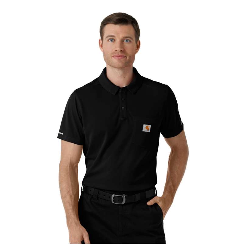 Carhartt  Black Rugged Flex® RSCU Lightweight Short Sleeve Polo Scrub Top