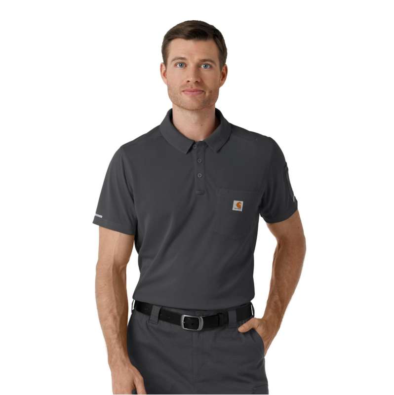 Carhartt  Pewter Rugged Flex® RSCU Lightweight Short Sleeve Polo Scrub Top
