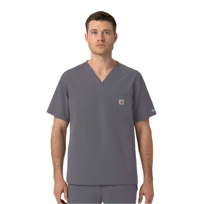 Carhartt  Pewter Rugged Flex FLD Ripstop V-Neck Scrub Top