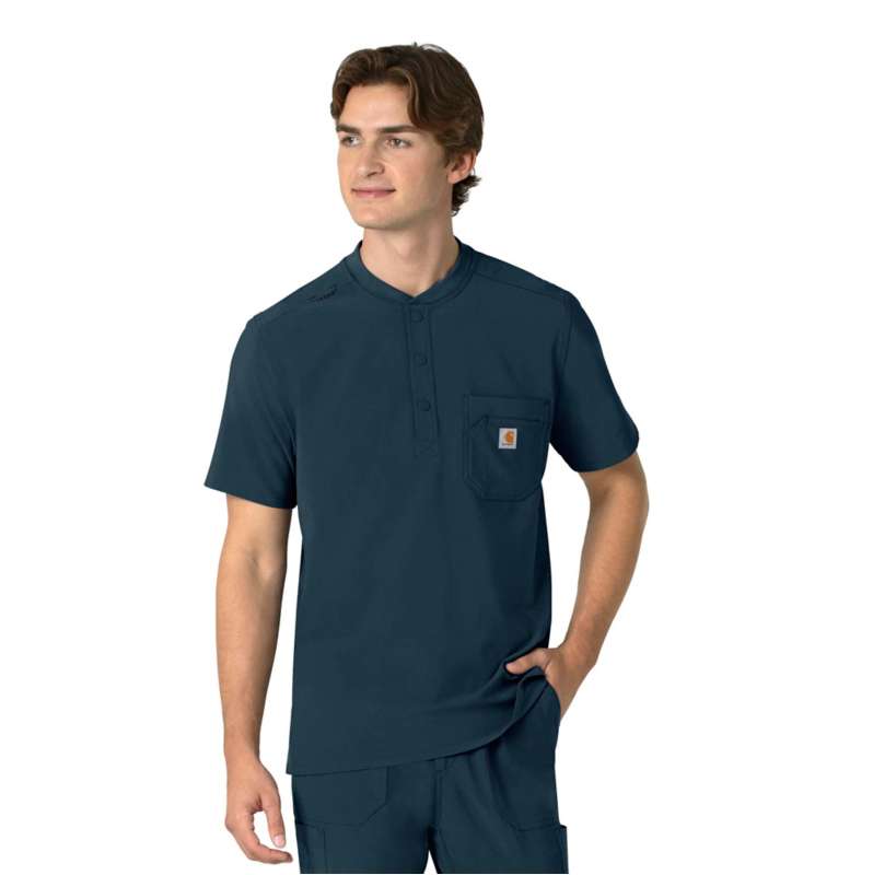 Carhartt  Navy Force Cross-Flex Men's Henley Scrub Top