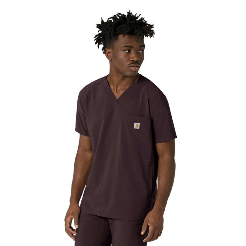 Carhartt  Dark Sepia Force Cross-Flex Men's V-Neck Scrub Top