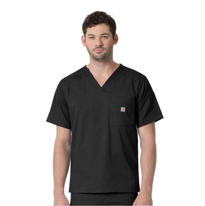 Carhartt  Black Rugged Flex® Ripstop Chest Pocket Scrub Top