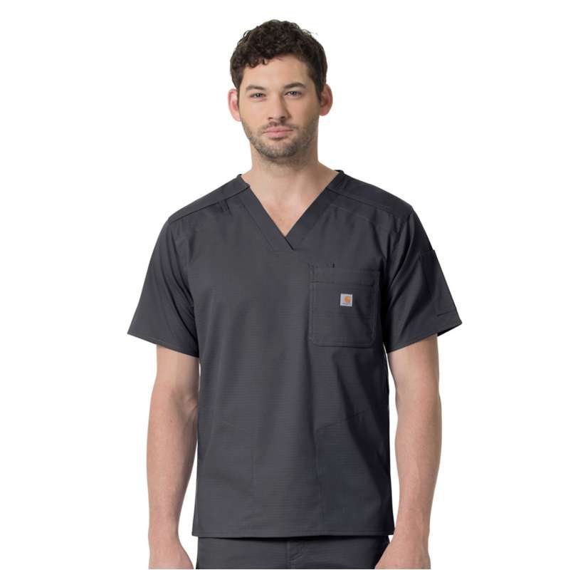 Carhartt  Dark Pewter Rugged Flex® Ripstop Chest Pocket Scrub Top