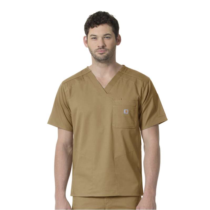 Carhartt  Yellow Curry Rugged Flex® Ripstop Chest Pocket Scrub Top