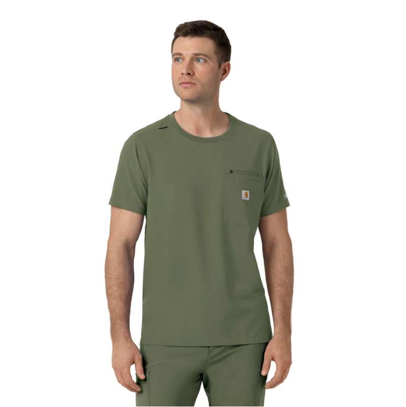 Carhartt  Olive Force Cross-Flex Crew Neck Scrub Top