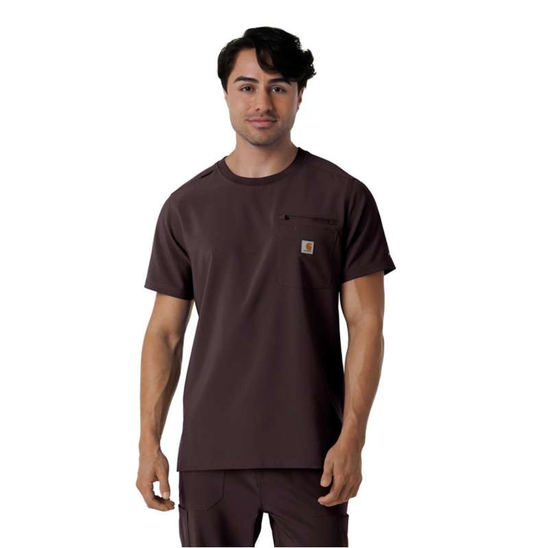 Force Cross-Flex Crew Neck Scrub Top | Dark Sepia | Carhartt