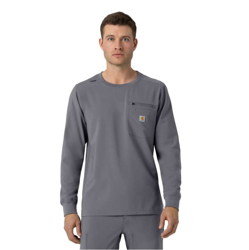 Carhartt  Pewter Force Cross-Flex Crew Neck Long Sleeve Scrub Top