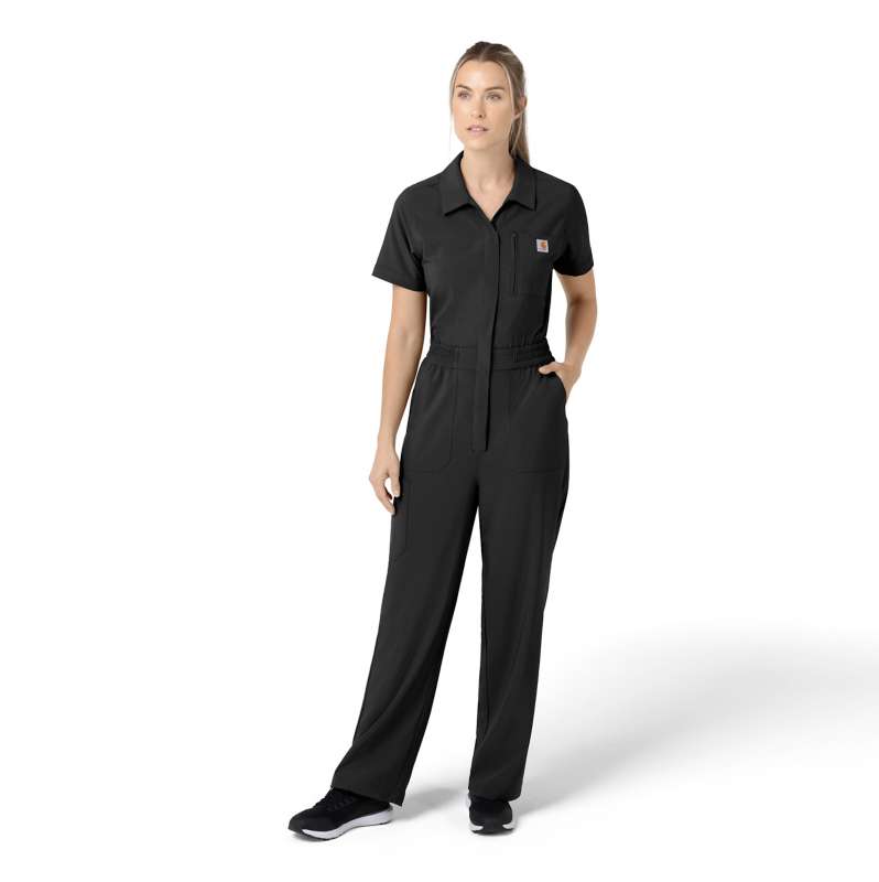 Carhartt  Black Women's Force Cross-Flex Short Sleeve Scrub Coverall