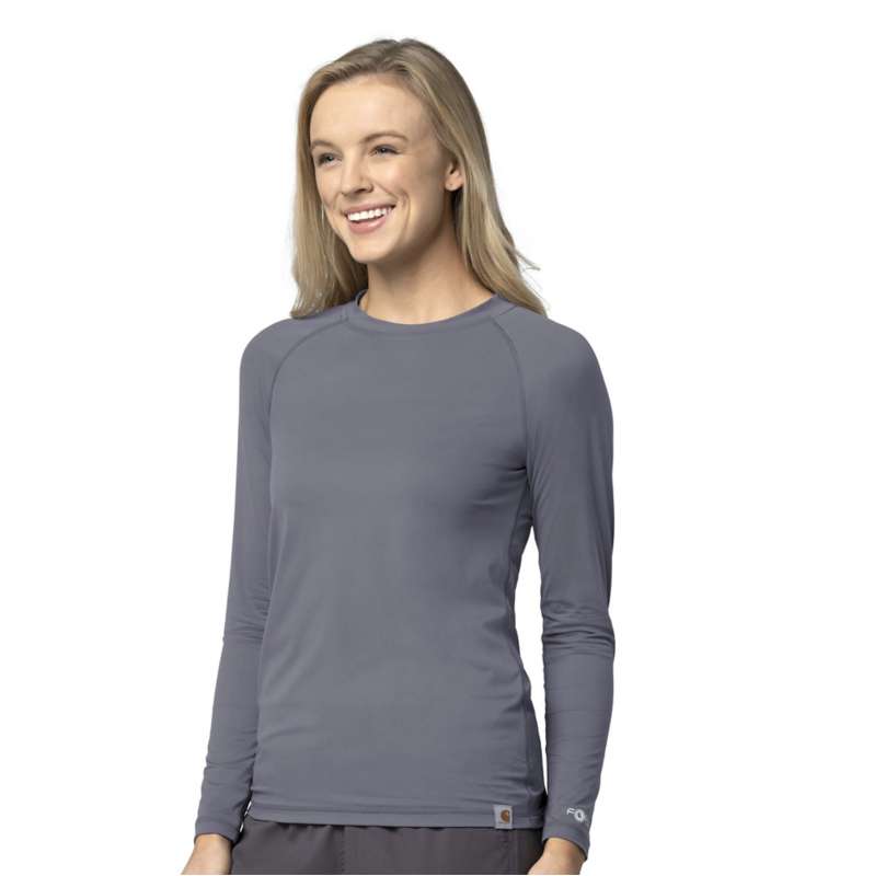 Women's Force Sub-Scrubs Performance Long Sleeve Tee | Pewter | Carhartt