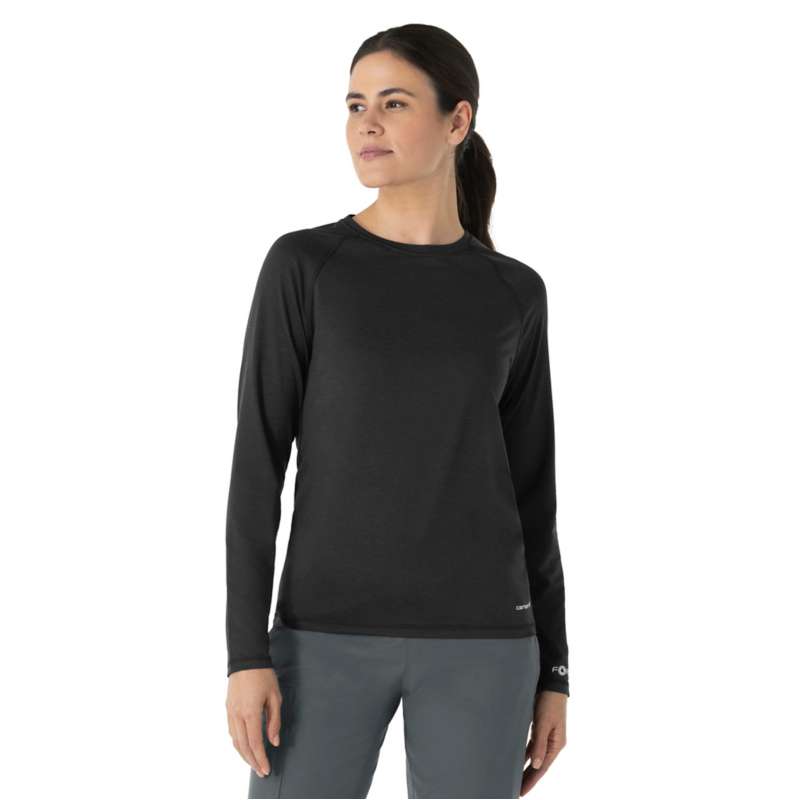 Carhartt  Black Heather Women's Force Sub-Scrubs Heathered Performance Long Sleeve Tee