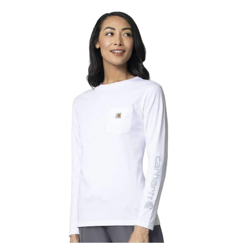 Carhartt  White Women's Sub-Scrubs Long Sleeve Pocket Tee