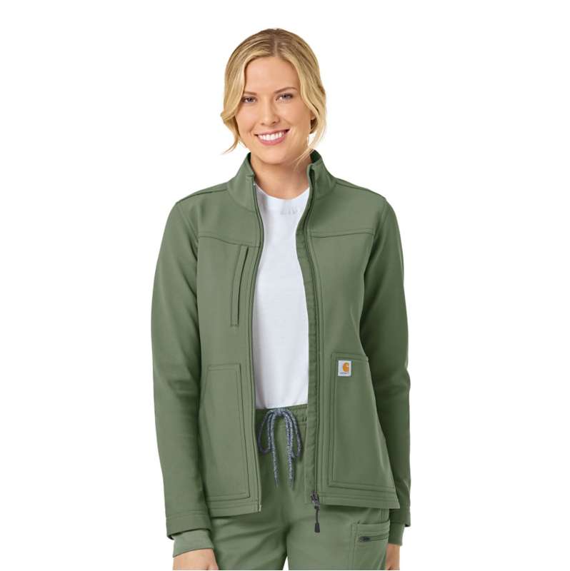 Carhartt  Olive Women's Rugged Flex® Peak Bonded Fleece Scrub Jacket