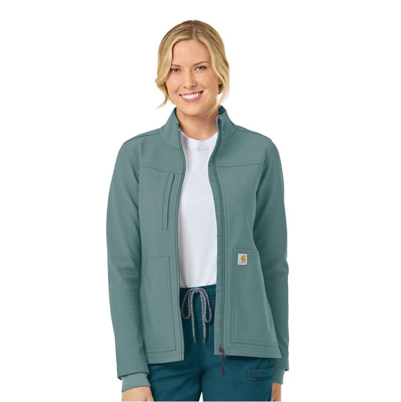 Carhartt  Summer Blue Women's Rugged Flex® Peak Bonded Fleece Scrub Jacket