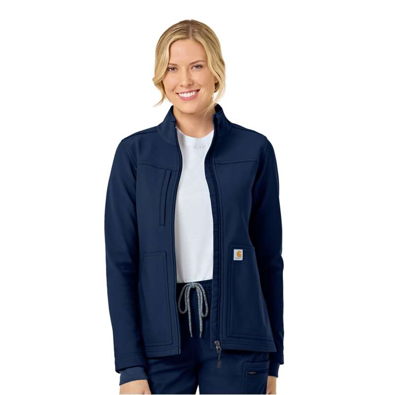 Carhartt  Navy Women's Rugged Flex® Peak Bonded Fleece Scrub Jacket