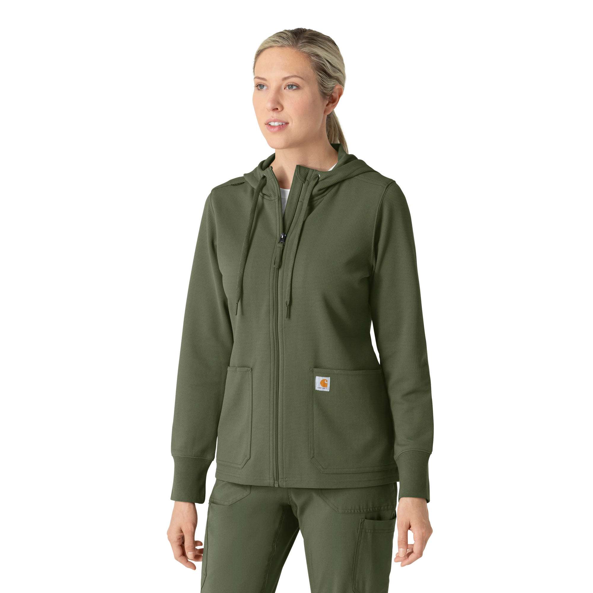 Additional thumbnail 1 of Women's Full Zip Waffle Scrub Hoodie