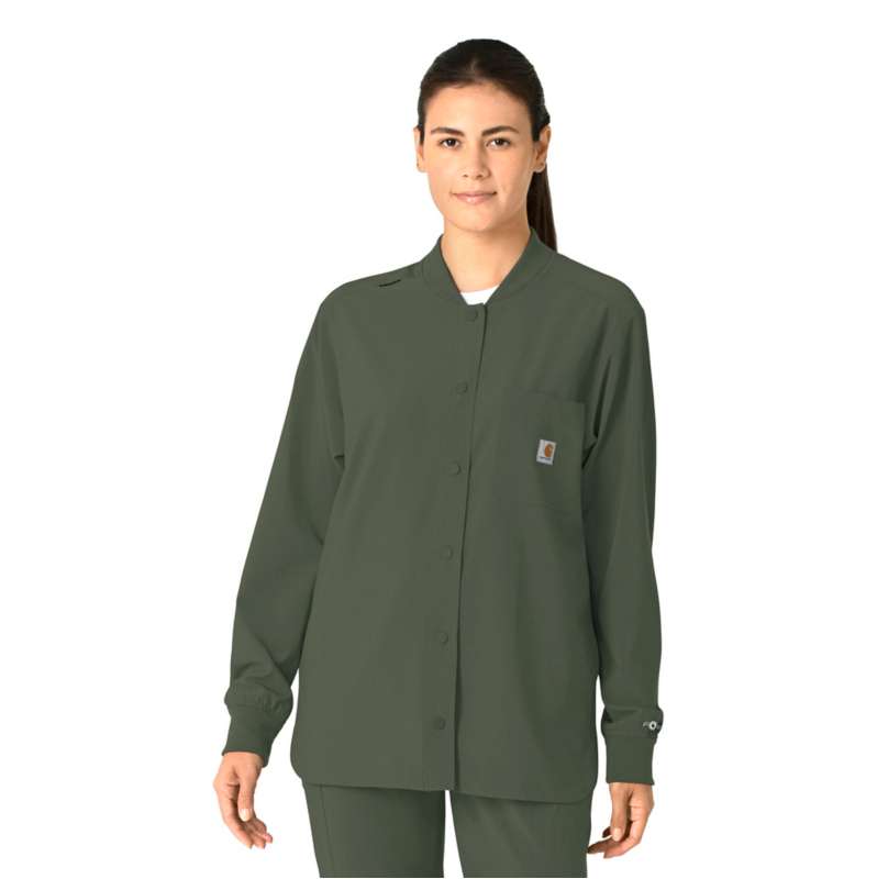 Carhartt  Olive Women's Force Cross-Flex Shirt Scrub Jacket