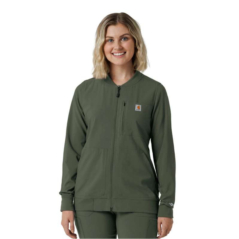 Carhartt  Olive Women's Force Cross-Flex Lightweight Scrub Jacket