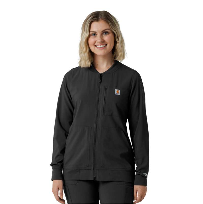 Carhartt  Black Women's Force Cross-Flex Lightweight Scrub Jacket