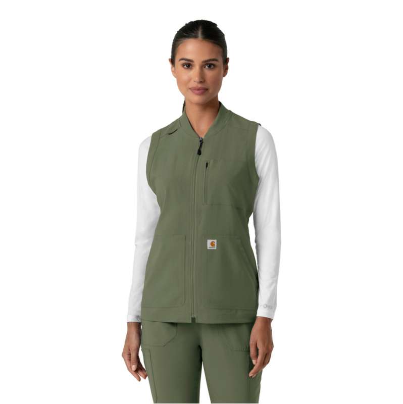 Carhartt  Olive Women's Force Cross-Flex Lightweight Scrub Vest