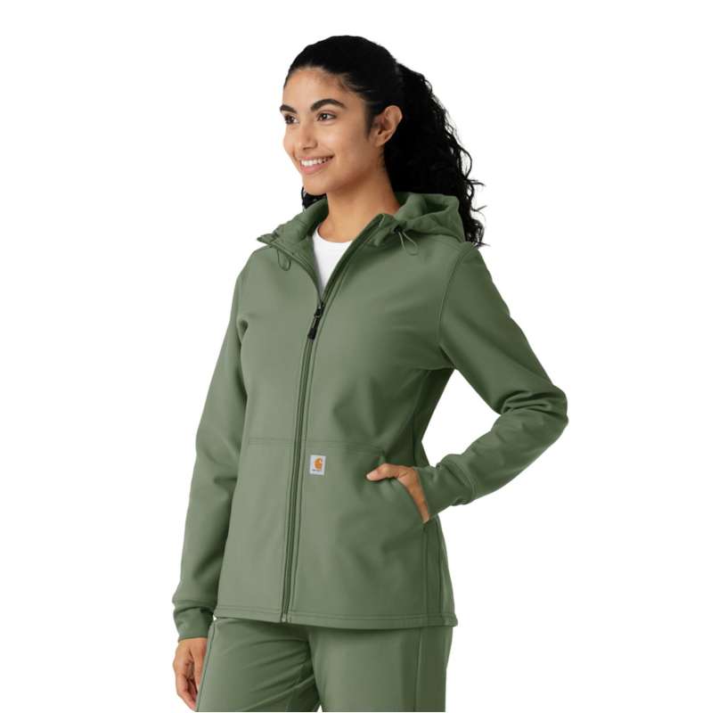Carhartt  Olive Women's Bonded Fleece Scrub Hoodie