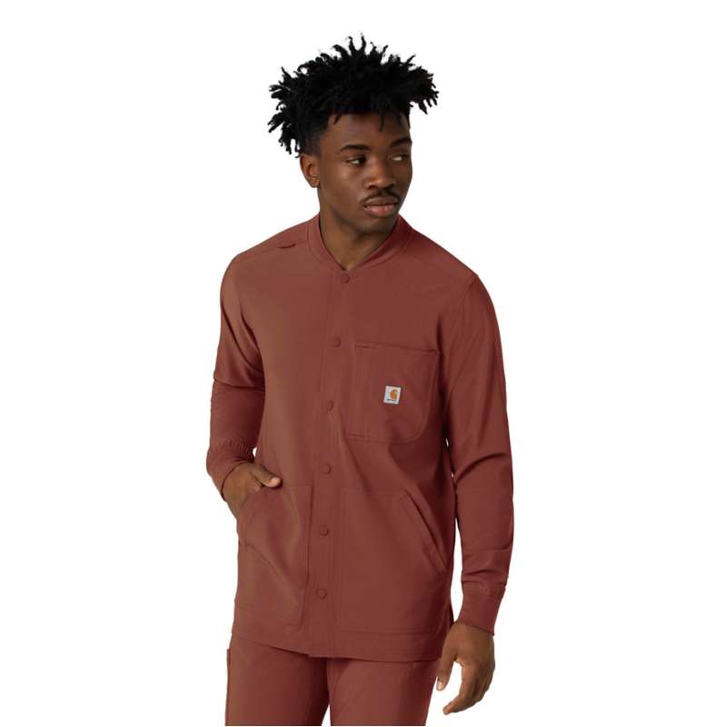 Carhartt  DK BROWN OIL TANNED Force Cross-Flex Men's Shirt Scrub Jacket